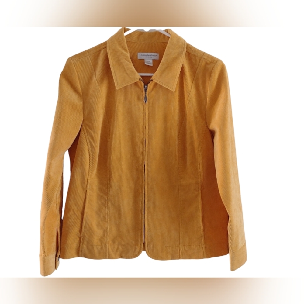 Christopher & banks petite medium m/p sunflower yellow zip corduroy jack… - Picture 1 of 11